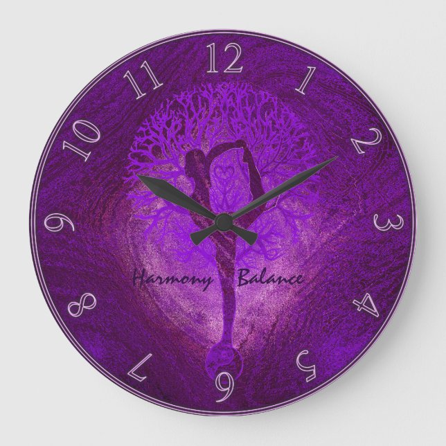 Purple Yoga Tree Clock (Front)