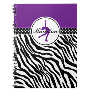 Purple Your Name Zebra Print Figure Skating Spiral Notebook