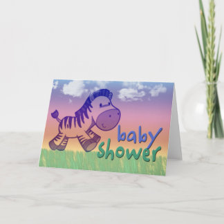 Purple zebra baby shower card