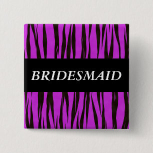 Purple Zebra Bridesmaid 15 Cm Square Badge