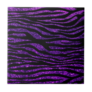 Purple Zebra, Glitter Zebra, Zebra Print, Stripes Tile