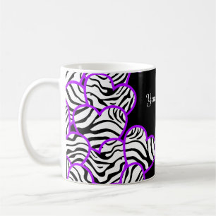 Purple zebra hearts mug
