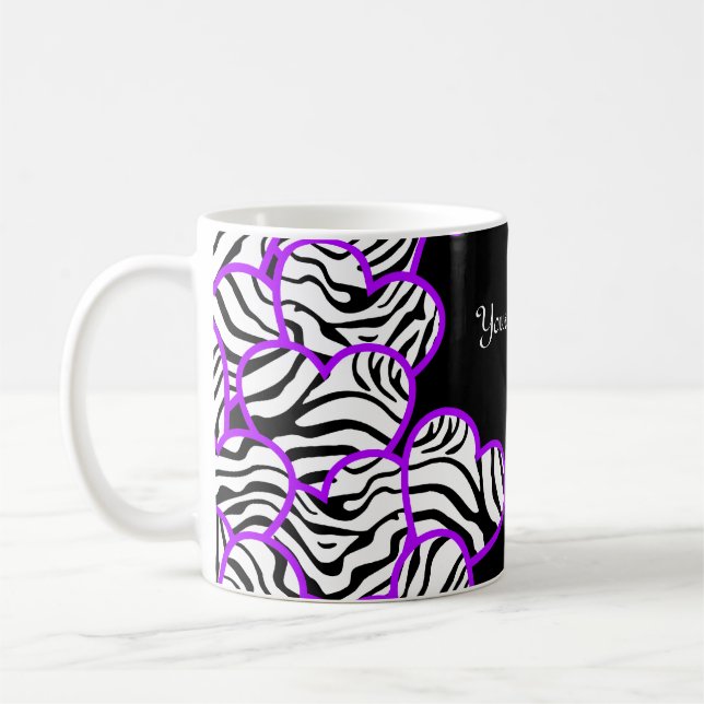 Purple zebra hearts mug (Left)
