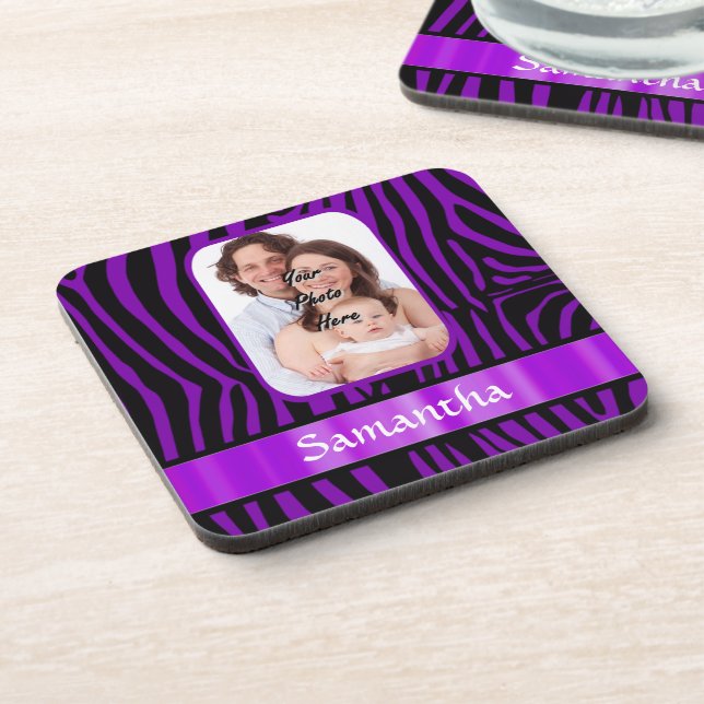 Purple zebra print coaster (Left Side)
