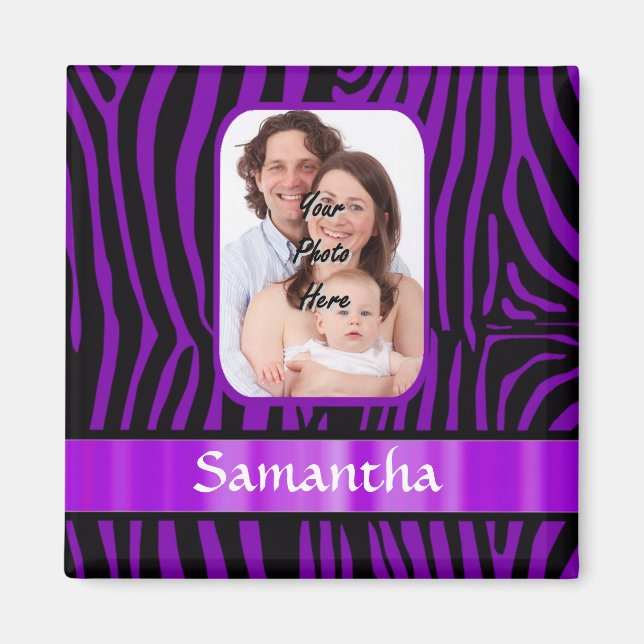 Purple zebra print magnet (Front)