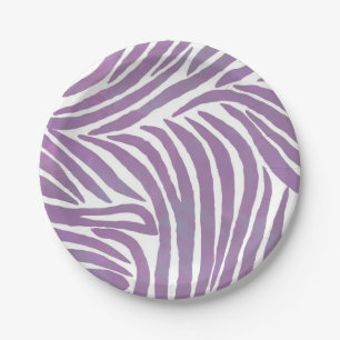 Purple Zebra Print Paper Plate