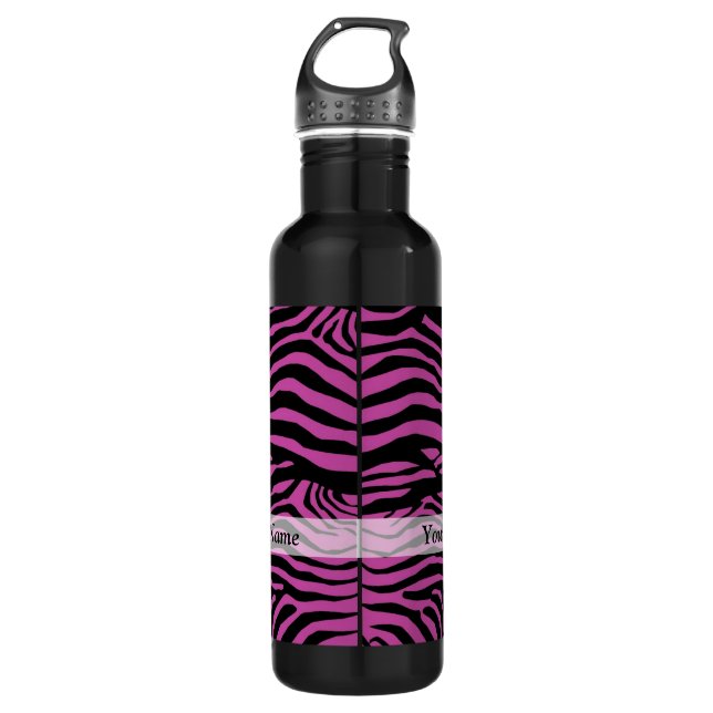 Purple zebra print pattern 710 ml water bottle (Front)