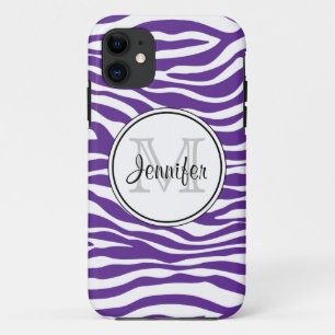 Purple Zebra Print Trendy monogram iPhone 5 Case-Mate iPhone Case