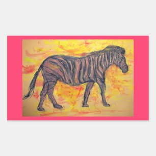 purple zebra rectangular sticker