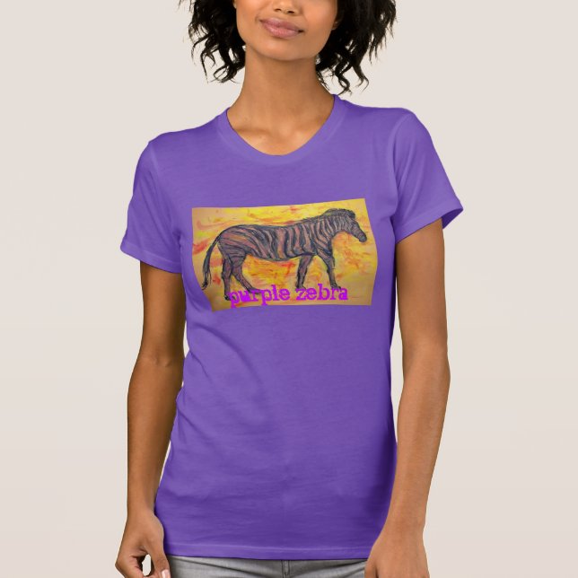 purple  zebra slogan T-Shirt (Front)
