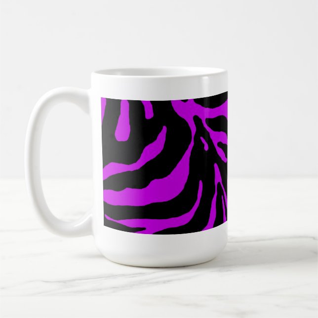 Purple Zebra Stripe Animal Print Coffee Mug (Left)