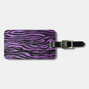 Purple Zebra stripe pattern (faux glitter bling) Luggage Tag
