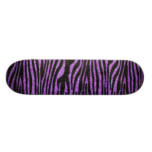 Purple Zebra stripe pattern (faux glitter bling) Skateboard
