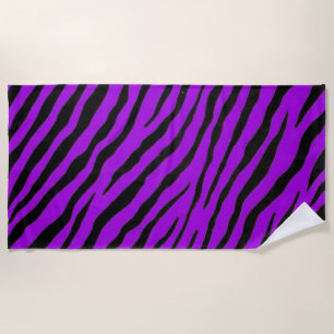 Purple Zebra Stripes  Beach Towel