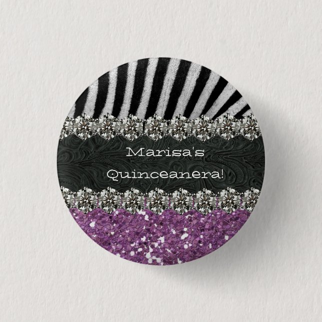 Purple Zebra Stripes Celebration 3 Cm Round Badge (Front)