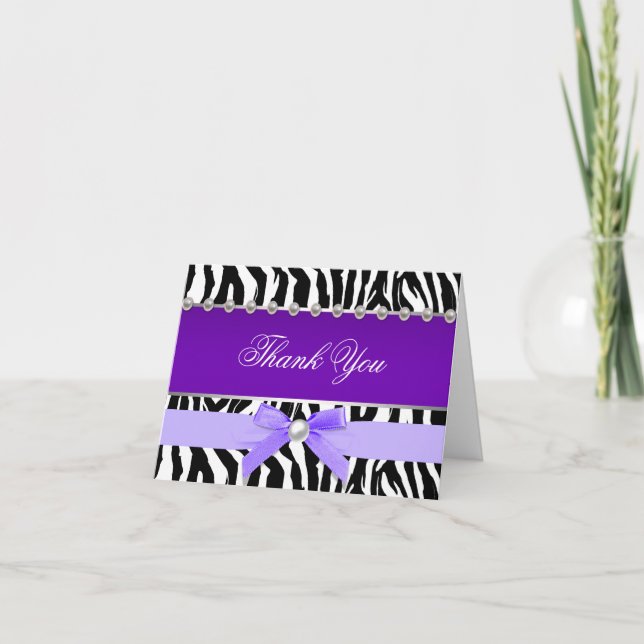 Purple Zebra Thank You Cards (Front)