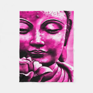 Purple Zen Buddha Watercolor Art Fleece Blanket