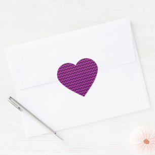 Purple Zig Zag Glitter Heart Sticker