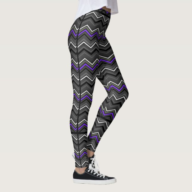 Purple Zig Zag with Black Striping...Epilepsy Leggings (Right)