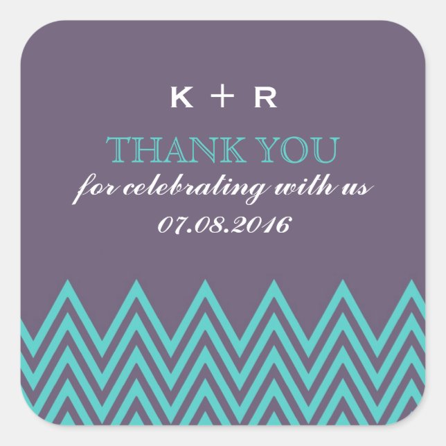 Purple Zigzag Pattern Wedding Favour Stickers (Front)