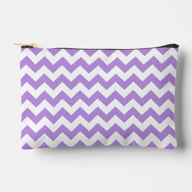 Purple Zigzag, Purple Chevron, Geometric Pattern Accessory Pouch (Front)