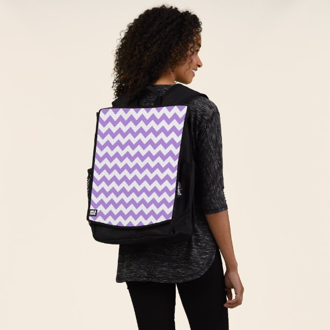 Purple Zigzag, Purple Chevron, Geometric Pattern Backpack (Worn)
