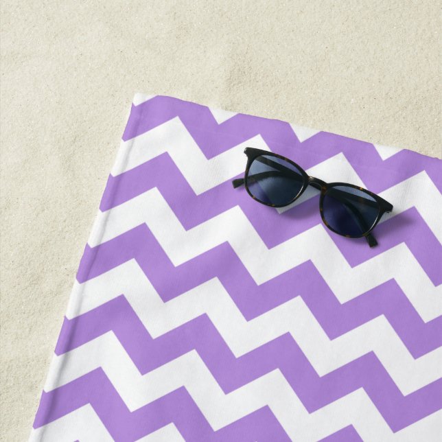 Purple Zigzag, Purple Chevron, Geometric Pattern Beach Towel (In Situ)