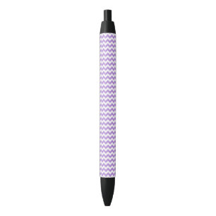 Purple Zigzag, Purple Chevron, Geometric Pattern Black Ink Pen