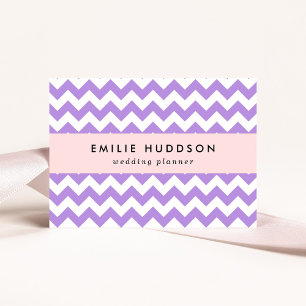 Purple Zigzag, Purple Chevron, Geometric Pattern Business Card