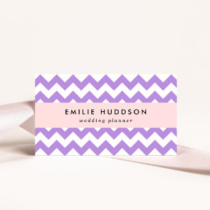 Purple Zigzag, Purple Chevron, Geometric Pattern Business Card