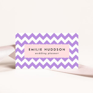 Purple Zigzag, Purple Chevron, Geometric Pattern Business Card