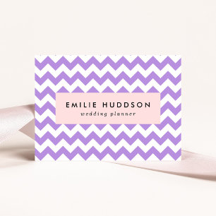 Purple Zigzag, Purple Chevron, Geometric Pattern Business Card