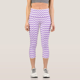 Purple Zigzag, Purple Chevron, Geometric Pattern Capri Leggings