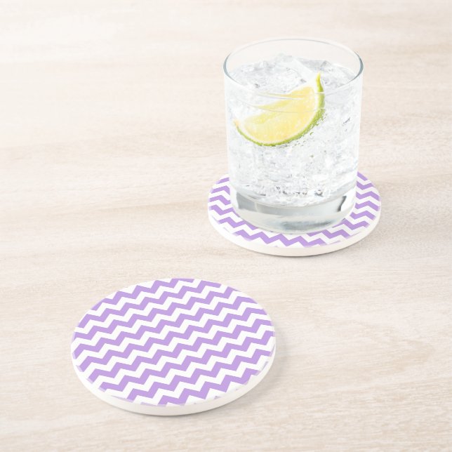Purple Zigzag, Purple Chevron, Geometric Pattern Coaster (Side)