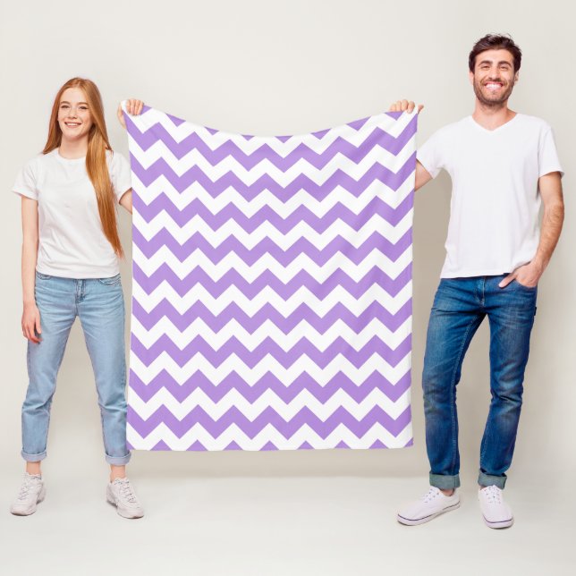 Purple Zigzag, Purple Chevron, Geometric Pattern Fleece Blanket (In Situ)