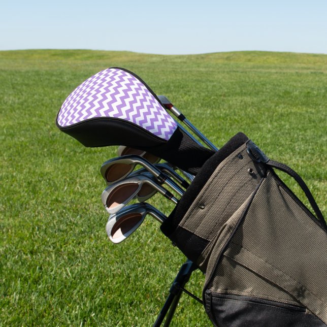 Purple Zigzag, Purple Chevron, Geometric Pattern Golf Head Cover (In Situ)
