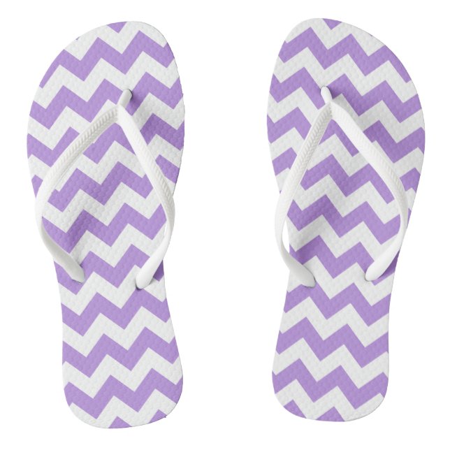 Purple Zigzag, Purple Chevron, Geometric Pattern Jandals (Footbed)
