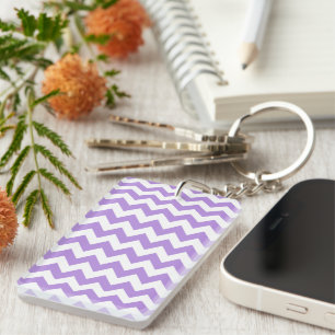 Purple Zigzag, Purple Chevron, Geometric Pattern Key Ring