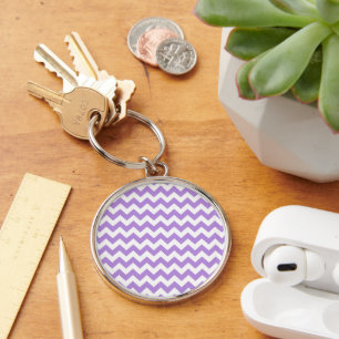 Purple Zigzag, Purple Chevron, Geometric Pattern Key Ring