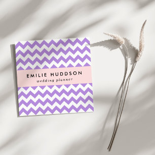Purple Zigzag, Purple Chevron, Geometric Pattern Square Business Card