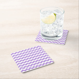 Purple Zigzag, Purple Chevron, Geometric Pattern Square Paper Coaster