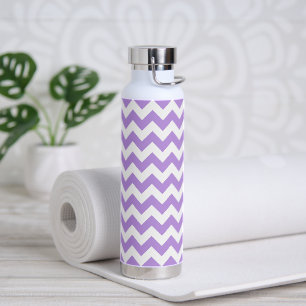 Purple Zigzag, Purple Chevron, Geometric Pattern Water Bottle