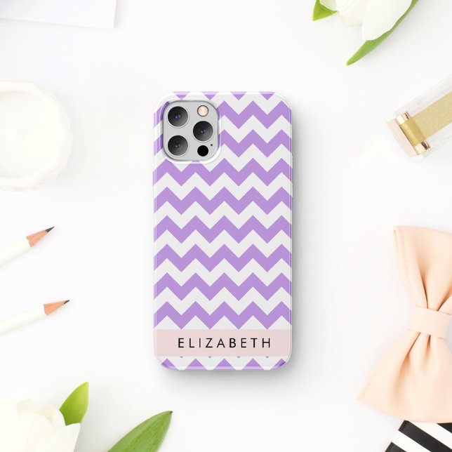 Purple Zigzag, Purple Chevron, Your Name Case-Mate iPhone Case (Creator Uploaded)