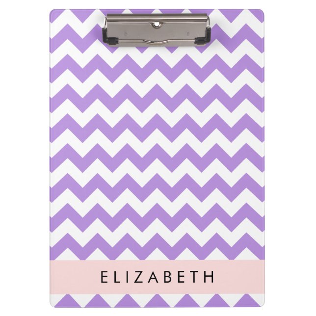 Purple Zigzag, Purple Chevron, Your Name Clipboard (Front)