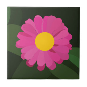 Purple Zinnia Flower Floral Tile