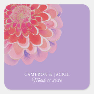 Purple Zinnia Summer Wedding Square Sticker