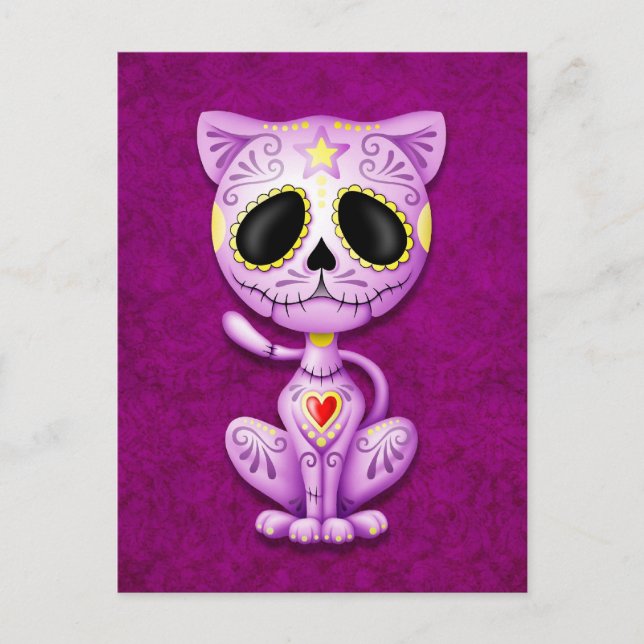 Purple Zombie Sugar Kitten Postcard (Front)