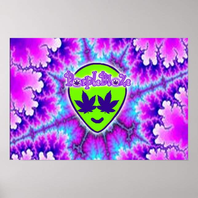 PurpleBlaZe alien head tyedye trippy poster (Front)