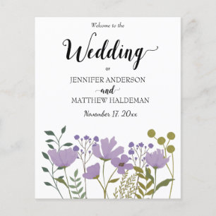 PurpleFloral, Simple Elegant Wedding Program