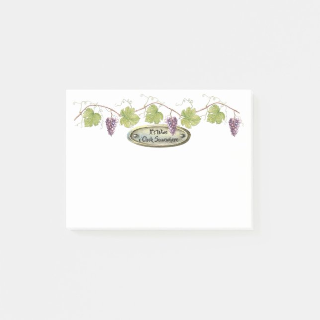 PurpleGrape Clusters Grape Leaves - Wine o'Clock | Post-it Notes (Front)
